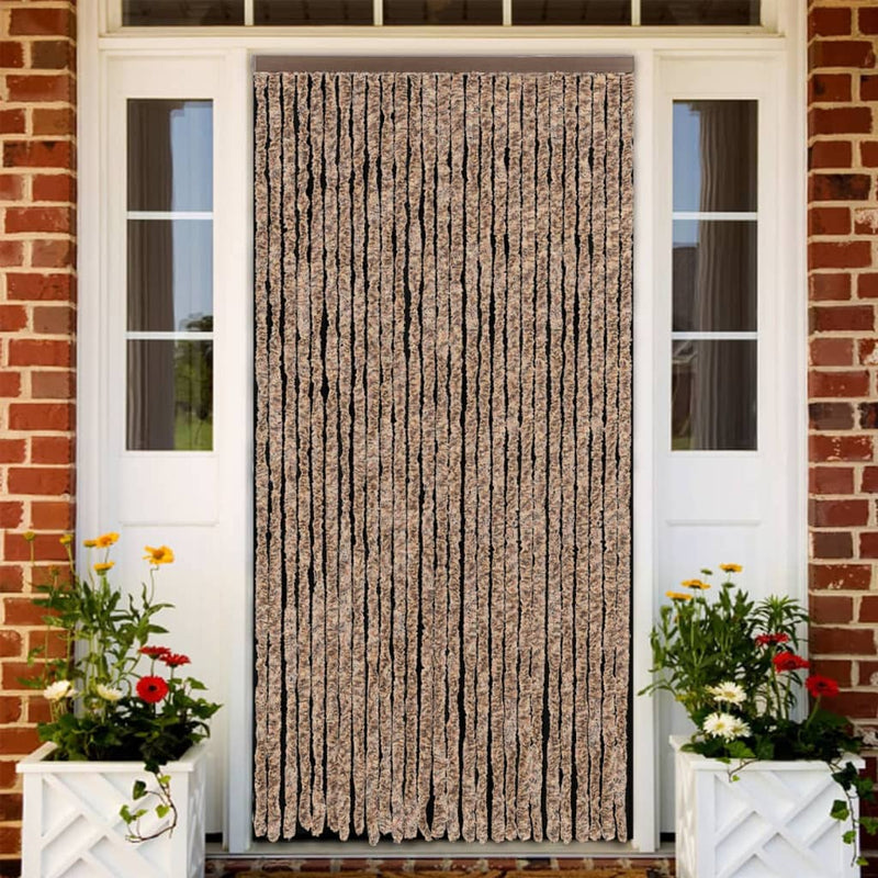 Load image into Gallery viewer, Vidaxl vliegengordijn 118x220 cm chenille beige en donkerbruin