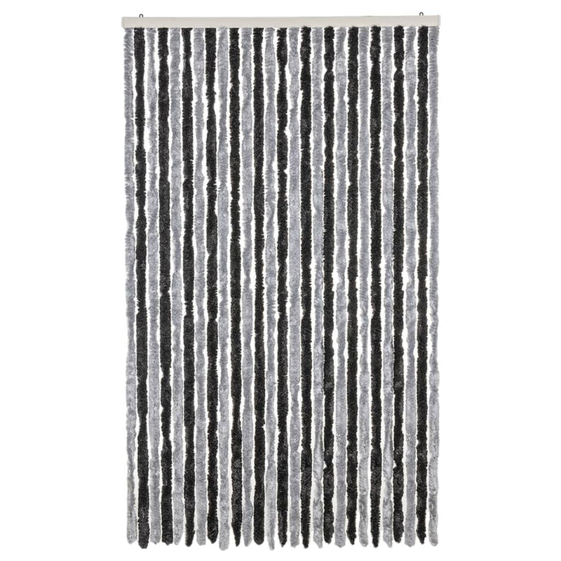 Afbeelding laden in galerijviewer, Vidaxl vliegengordijn 118x220 cm chenille grijs en zwart