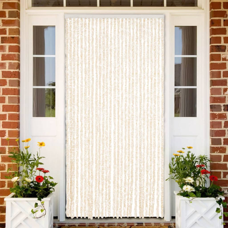 Load image into Gallery viewer, Vidaxl vliegengordijn 118x220 cm chenille beige en wit