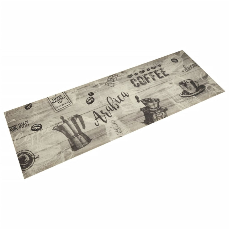 Load image into Gallery viewer, Vidaxl keukenmat wasbaar koffieprint 60x180 cm fluweel grijs