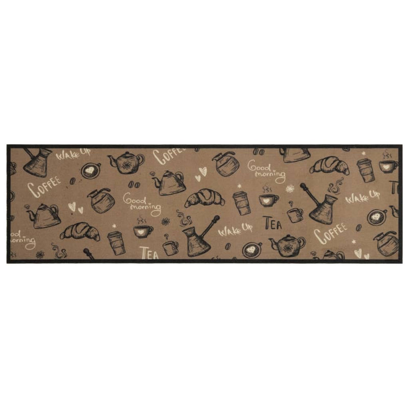 Chargez l'image dans la visionneuse de la galerie, Vidaxl keukenmat wasbaar ochtendprint 45x150 cm fluweel bruin