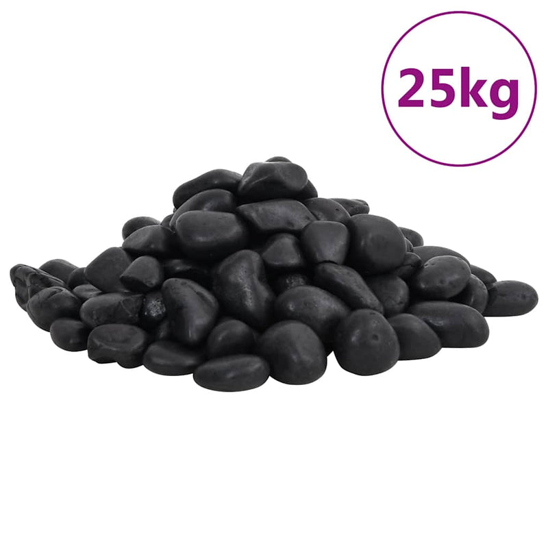 Afbeelding laden in galerijviewer, Vidaxl kiezelstenen gepolijst 2-5 cm 25 kg zwart