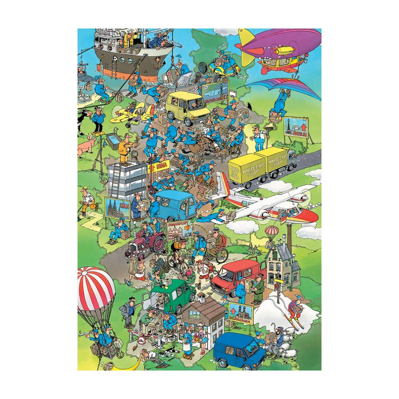 Laden Sie das Bild in Galerie -Viewer, Jumbo jan van haasteren puzzel oldtimers parcel panic 1000 stukjes