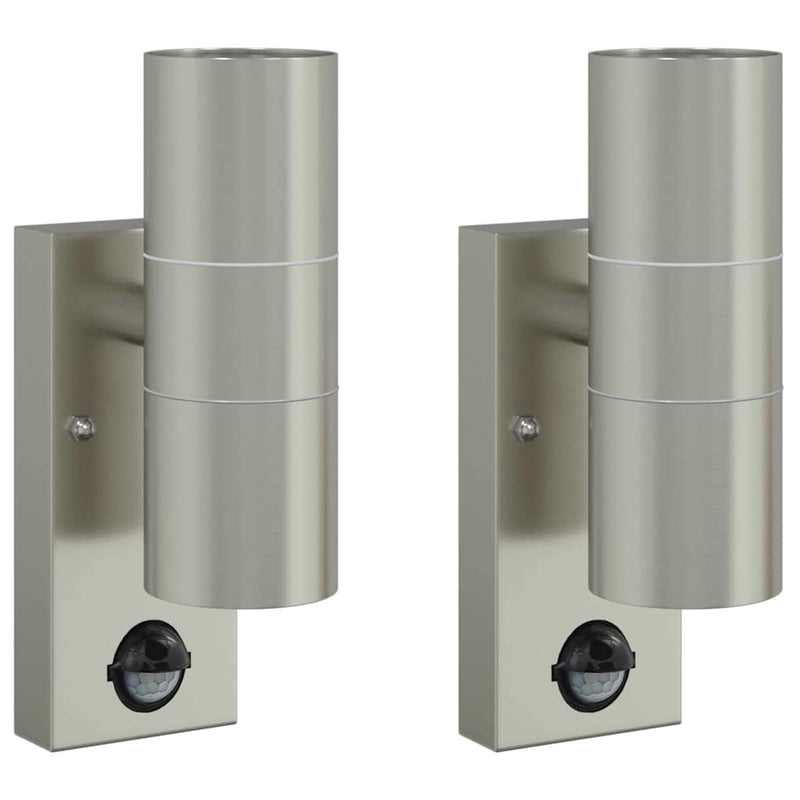 Afbeelding laden in galerijviewer, Vidaxl buiten wandlamp 2 pcs zilver 7 x 10 x 22 cm rvs en glas