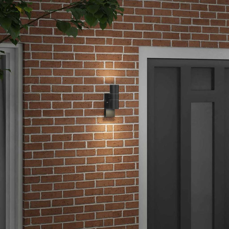 Chargez l'image dans la visionneuse de la galerie, Vidaxl buiten wandlamp zwart 7 x 10 x 22 cm rvs en glas
