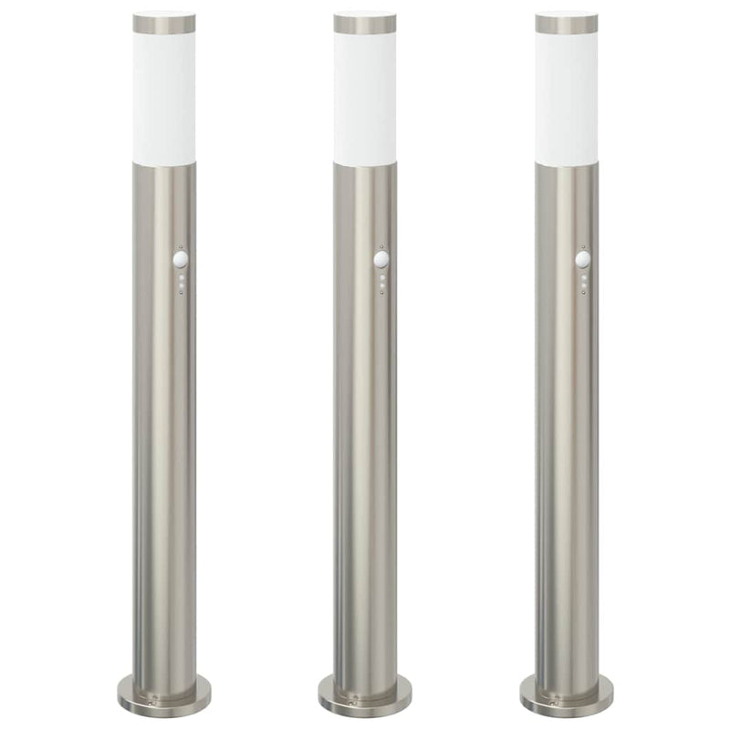 ギャラリービューアに画像をロードする, Vidaxl bolderverlichting met sensor 3 stuks 80 cm rvs ip44