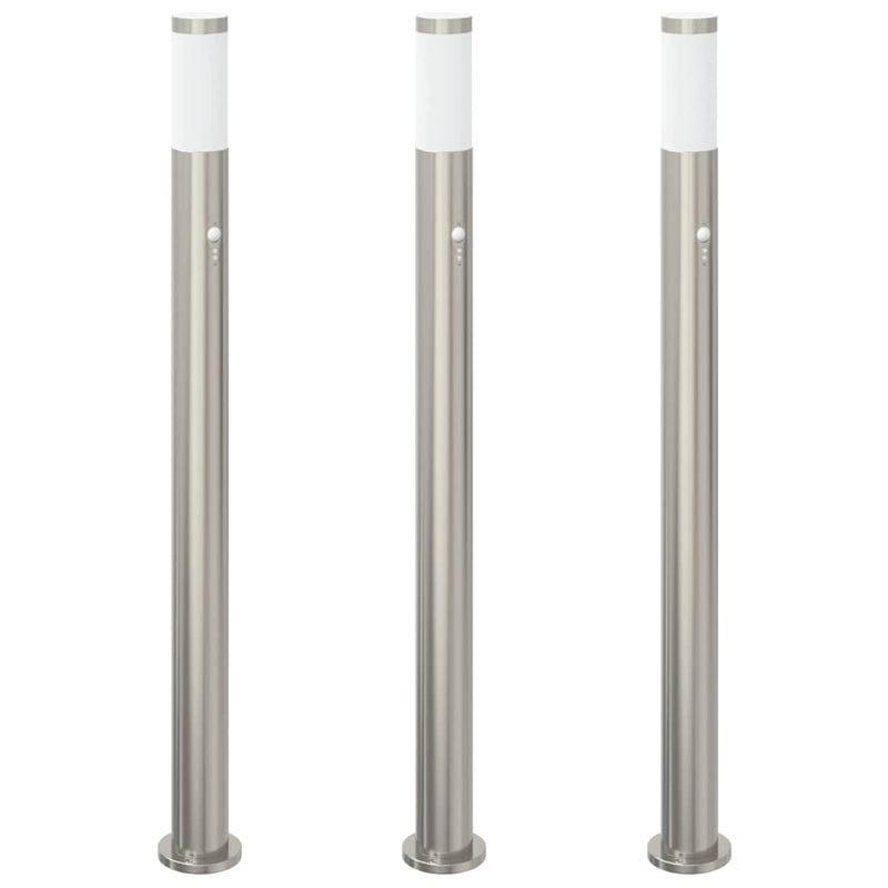 Chargez l'image dans la visionneuse de la galerie, Vidaxl bolderverlichting met sensor 3 stuks 110 cm rvs ip44