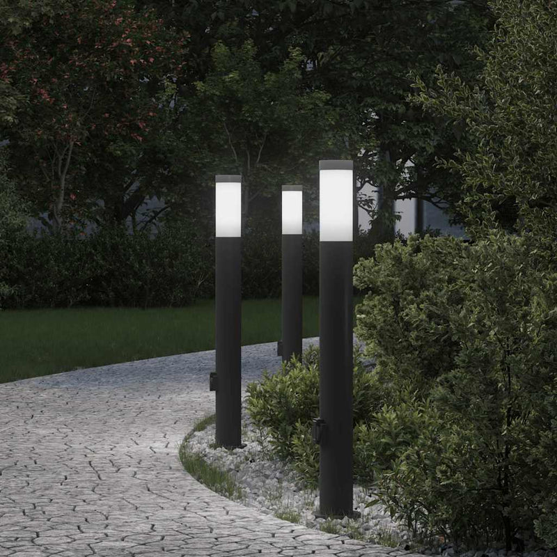 Chargez l'image dans la visionneuse de la galerie, Vidaxl bolderverlichting met stopcontact 3 stuks 80 cm roestvrij staal ip44