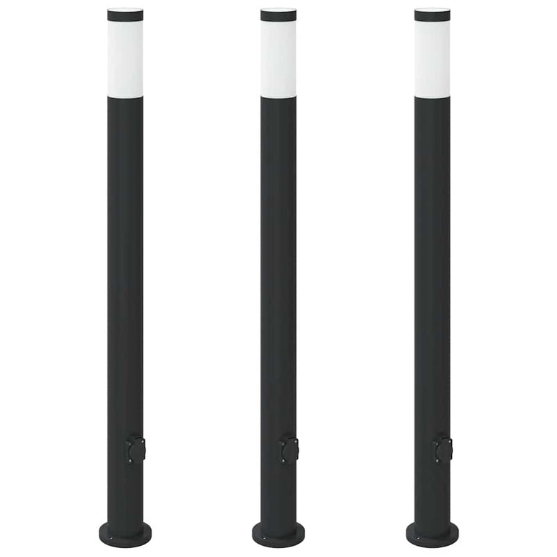 Chargez l'image dans la visionneuse de la galerie, Vidaxl bolderverlichting met stopcontact 3 stuks 110 cm roestvrij staal ip44