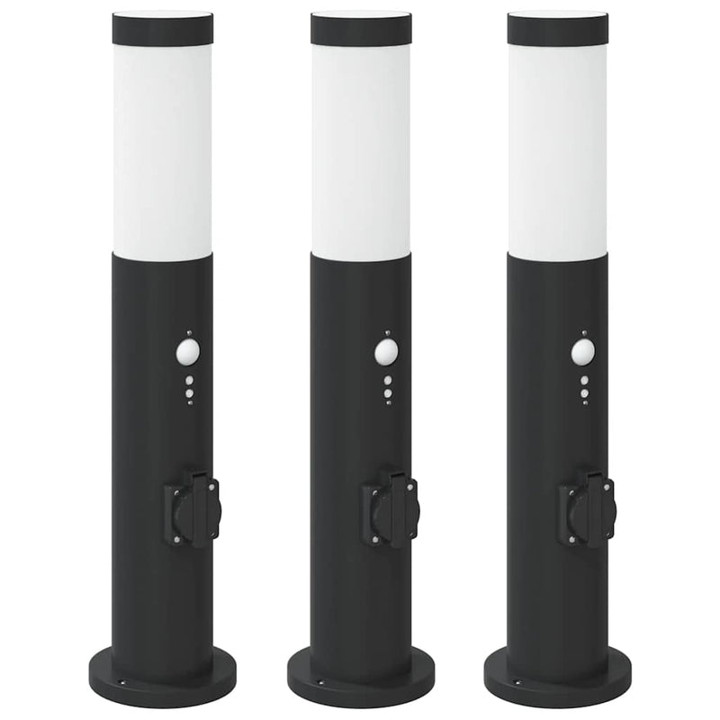 Chargez l'image dans la visionneuse de la galerie, Vidaxl bolderverlichting met sensor en stopcontact 3 stuks 50 cm roestvrij staal ip44