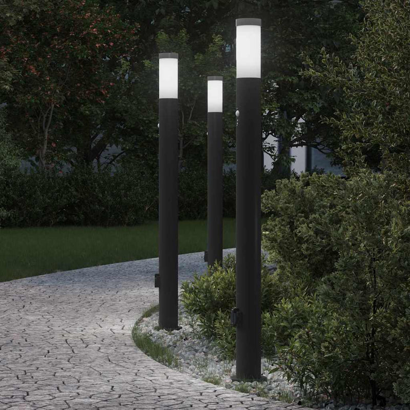Chargez l'image dans la visionneuse de la galerie, Vidaxl bolderverlichting met sensor en stopcontact 3 stuks 110 cm roestvrij staal ip44
