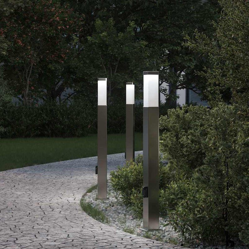 Afbeelding laden in galerijviewer, Vidaxl bolderverlichting met stopcontact 3 stuks 80 cm rvs ip44