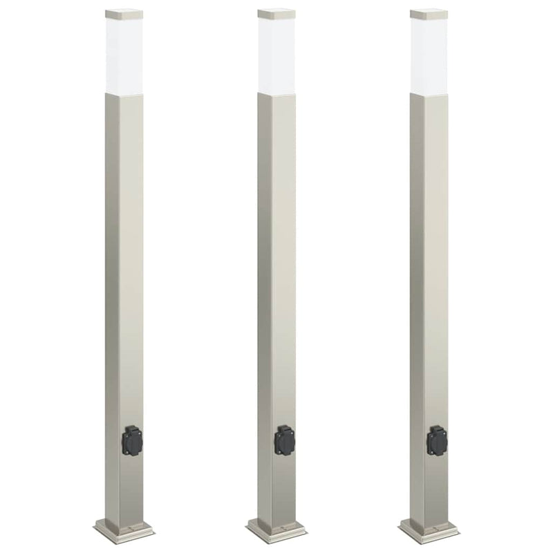 Afbeelding laden in galerijviewer, Vidaxl bolderverlichting met stopcontact 3 stuks 110 cm rvs ip44