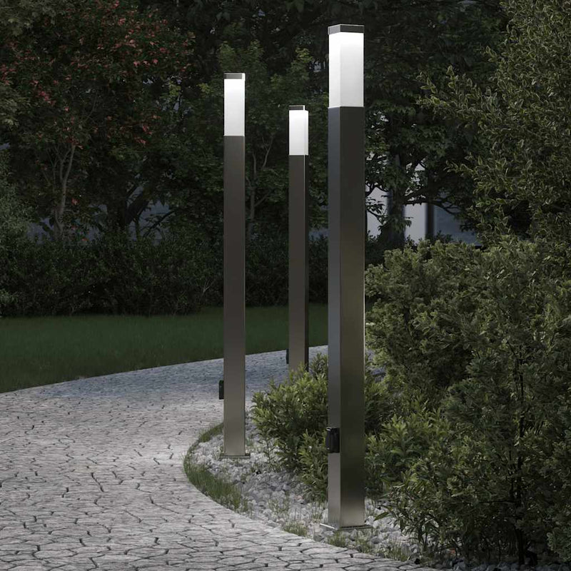 Afbeelding laden in galerijviewer, Vidaxl bolderverlichting met stopcontact 3 stuks 110 cm rvs ip44