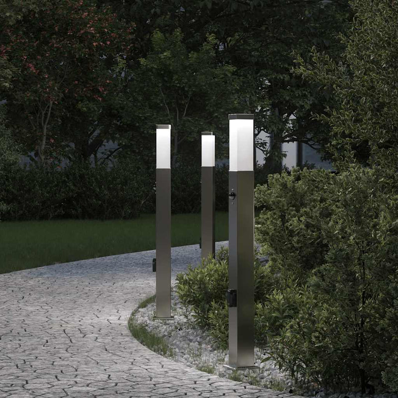 Afbeelding laden in galerijviewer, Vidaxl bolderverlichting met sensor en stopcontact 3 stuks 80 cm roestvrij staal ip44