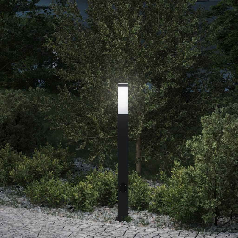 Afbeelding laden in galerijviewer, Vidaxl bolderarmatuur met stopcontact 80 cm zwart ip44
