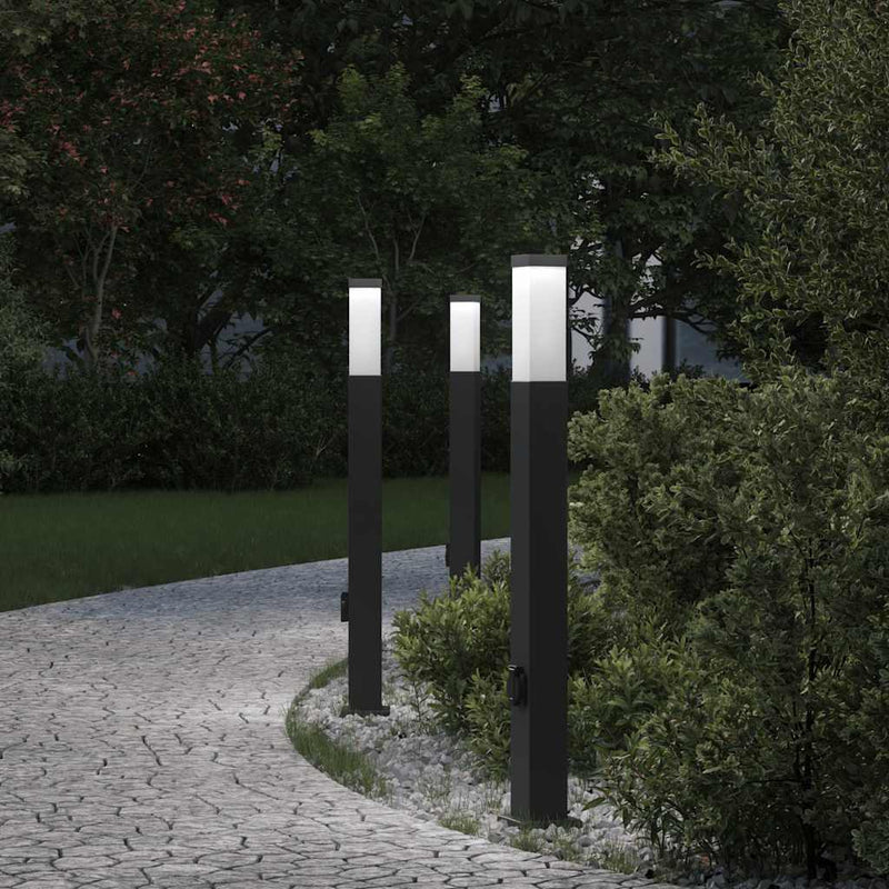 Afbeelding laden in galerijviewer, Vidaxl bolderverlichting met stopcontact 3 stuks 80 cm zwart ip44