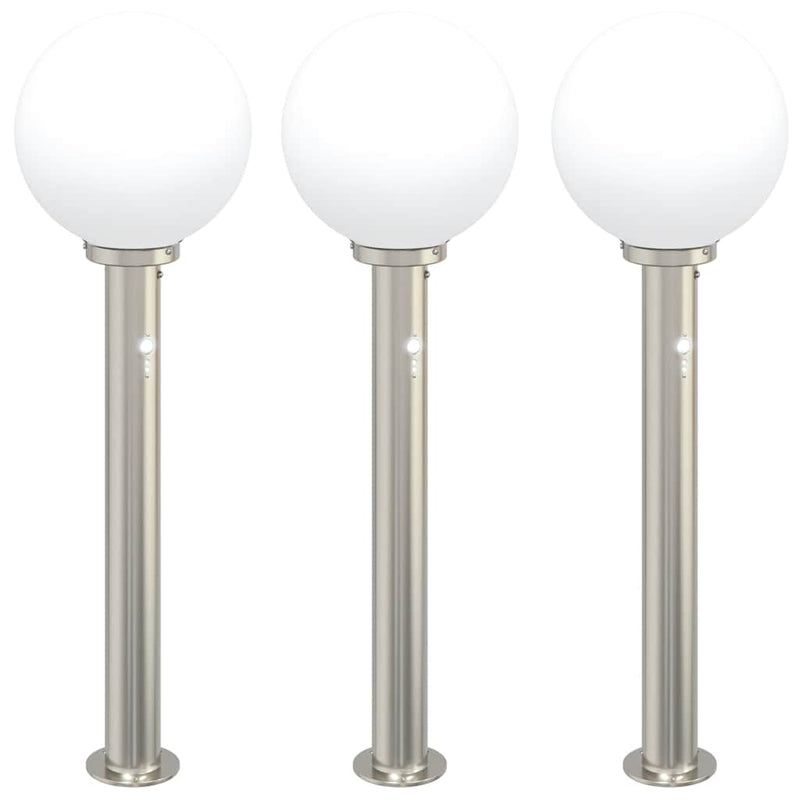 Afbeelding laden in galerijviewer, Vidaxl bolderverlichting met sensor 3 stuks 80 cm rvs ip44