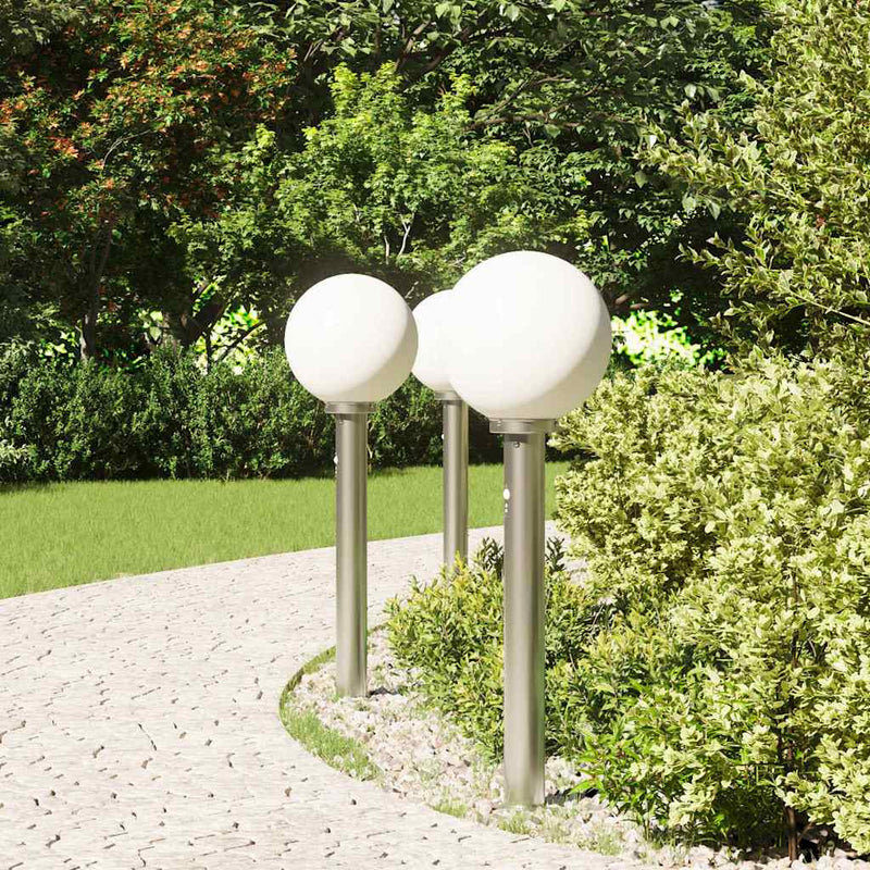 Afbeelding laden in galerijviewer, Vidaxl bolderverlichting met sensor 3 stuks 80 cm rvs ip44