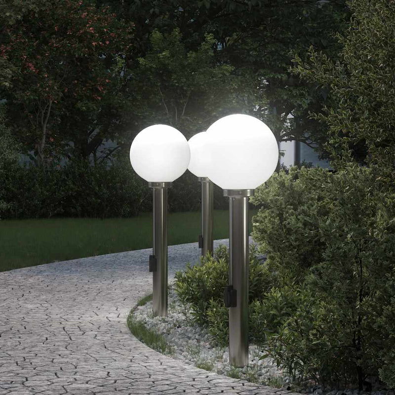 Afbeelding laden in galerijviewer, Vidaxl bolderverlichting met stopcontact 3 stuks 80 cm rvs ip44
