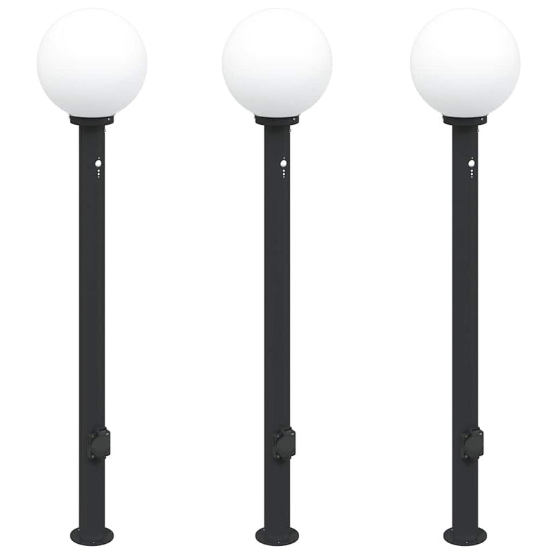Afbeelding laden in galerijviewer, Vidaxl bolderverlichting met sensor en stopcontact 3 stuks 120 cm zwart ip44