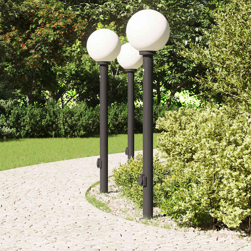Afbeelding laden in galerijviewer, Vidaxl bolderverlichting met sensor en stopcontact 3 stuks 120 cm zwart ip44