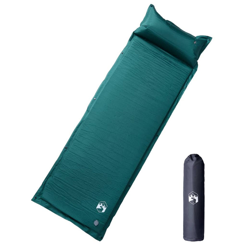 Load image into Gallery viewer, Vidaxl kampeermatras met kussen zelfopblazend 1-persoons groen