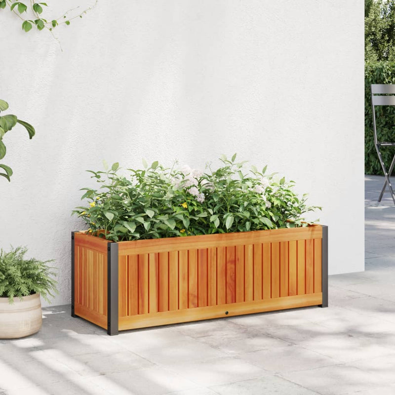 Afbeelding laden in galerijviewer, Vidaxl plantenbak 80x30x27,5 cm massief acaciahout en staal