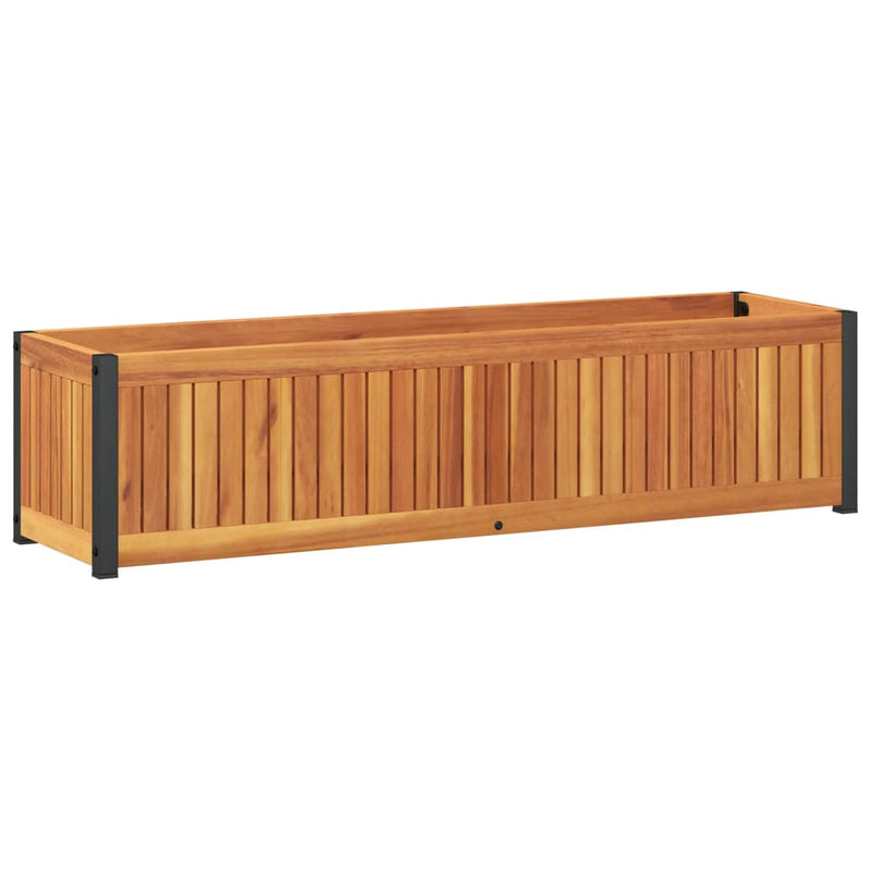 Afbeelding laden in galerijviewer, Vidaxl plantenbak 110x30x27,5 cm massief acaciahout en staal