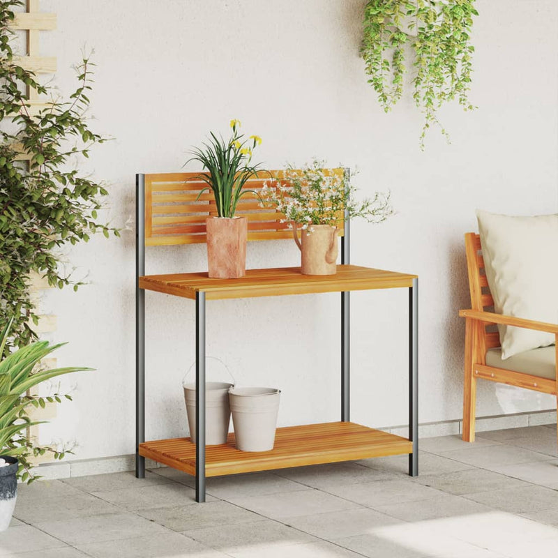 Load image into Gallery viewer, Vidaxl tuinwerktafel 90x50x110 cm massief acaciahout en staal