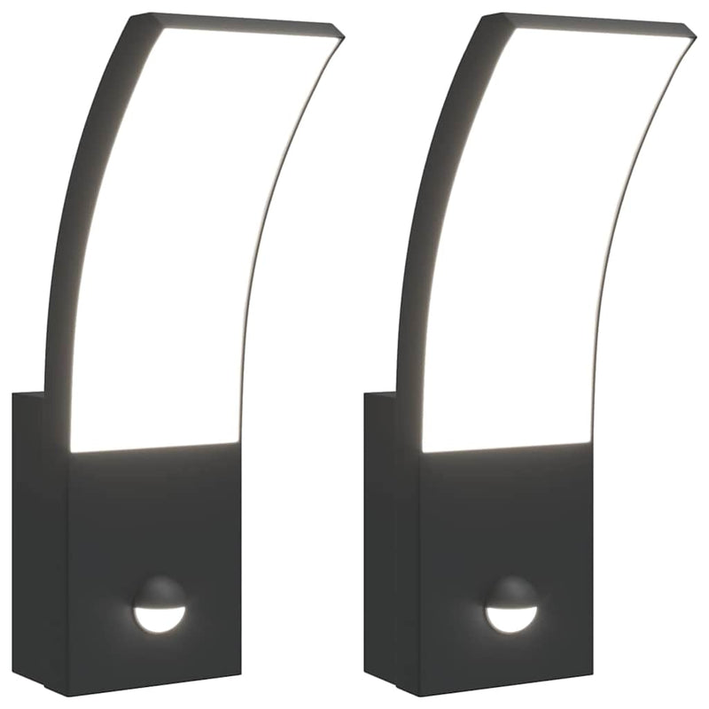Load image into Gallery viewer, Vidaxl buitenwandlampen 2 st led met sensors gegoten aluminium zwart