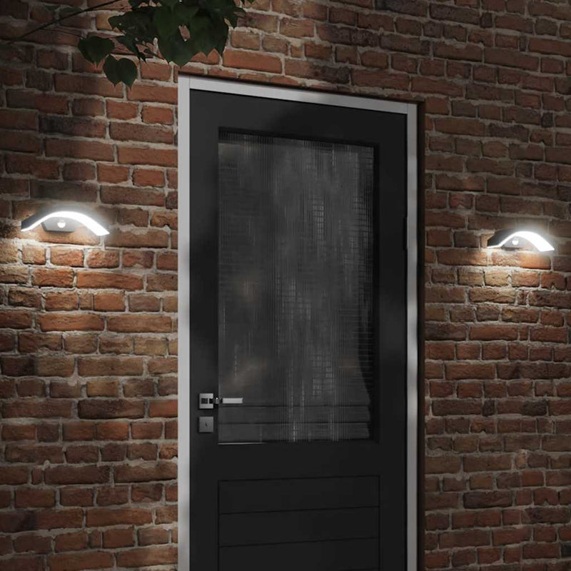 Load image into Gallery viewer, Vidaxl buitenwandlampen 2 st led met sensors gegoten aluminium zwart