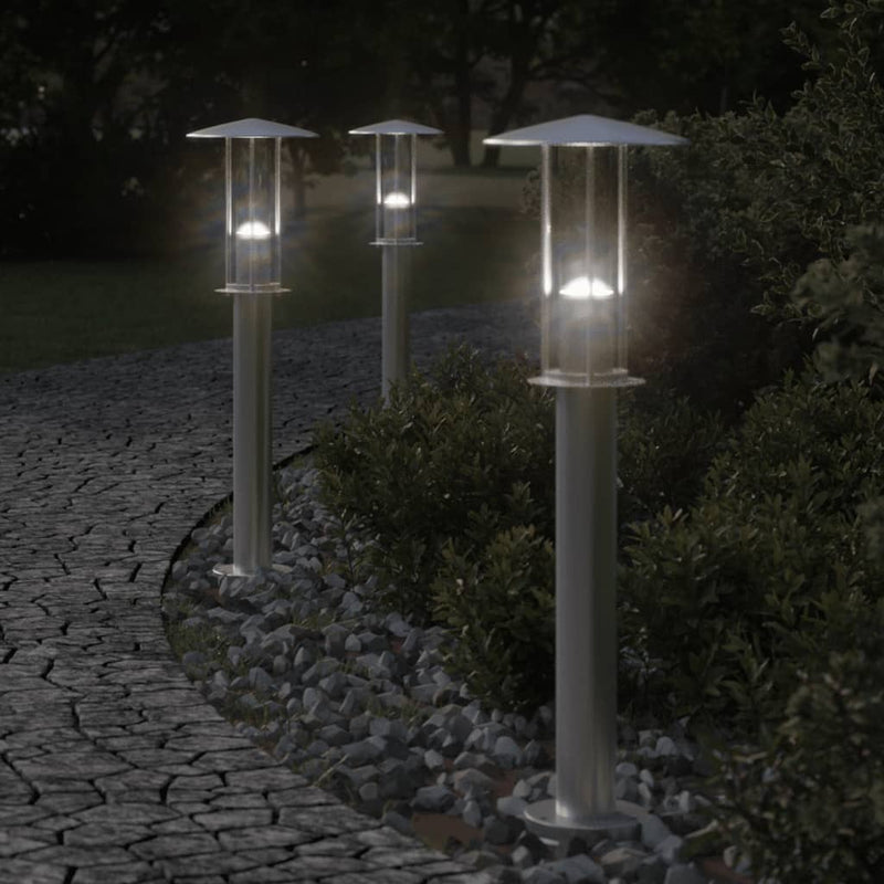 Load image into Gallery viewer, Vidaxl vloerlamp voor buiten 3 st 60 cm roestvrij staal zilverkleurig