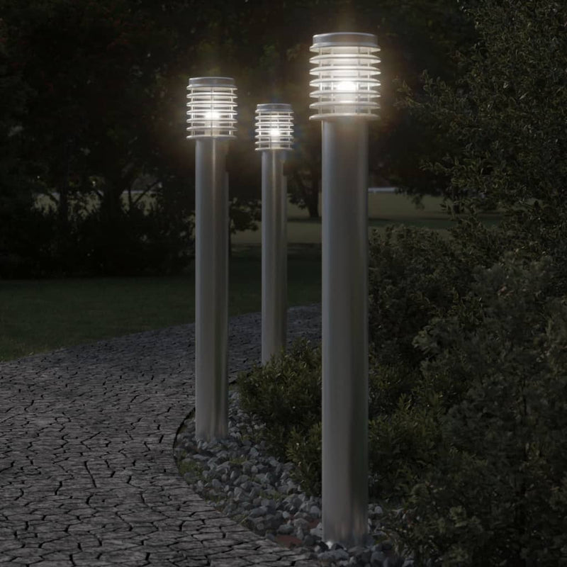 Load image into Gallery viewer, Vidaxl vloerlamp voor buiten 3 st 110 cm roestvrijstaal zilverkleurig