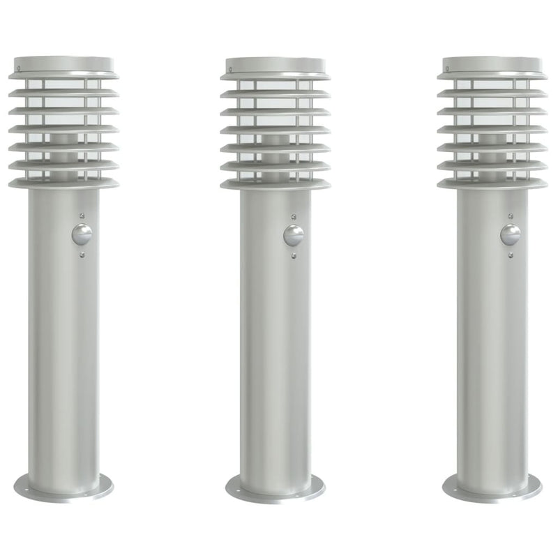 Load image into Gallery viewer, Vidaxl buitenvloerlampen 3 st met sensors 60 cm roestvrijstaal zilver