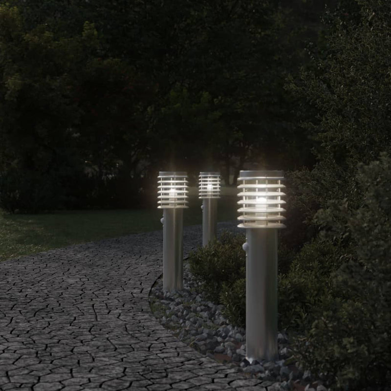 Load image into Gallery viewer, Vidaxl buitenvloerlampen 3 st met sensors 60 cm roestvrijstaal zilver