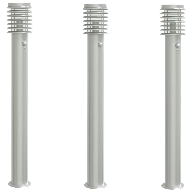 Load image into Gallery viewer, Vidaxl buitenvloerlampen 3 st met sensors 110 cm roestvrijstaal zilver