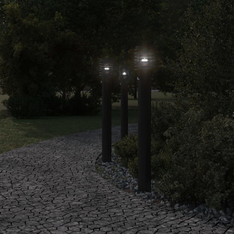 Load image into Gallery viewer, Vidaxl buitenvloerlampen 3 st met sensors 110 cm roestvrijstaal zwart