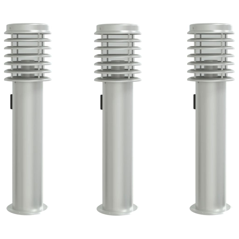 Load image into Gallery viewer, Vidaxl buitenvloerlampen 3 st stopcontact 60 cm roestvrijstaal zilver