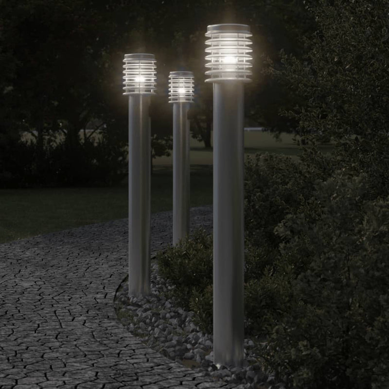 Load image into Gallery viewer, Vidaxl buitenvloerlamp met stopcontact 110 cm roestvrijstaal zilver