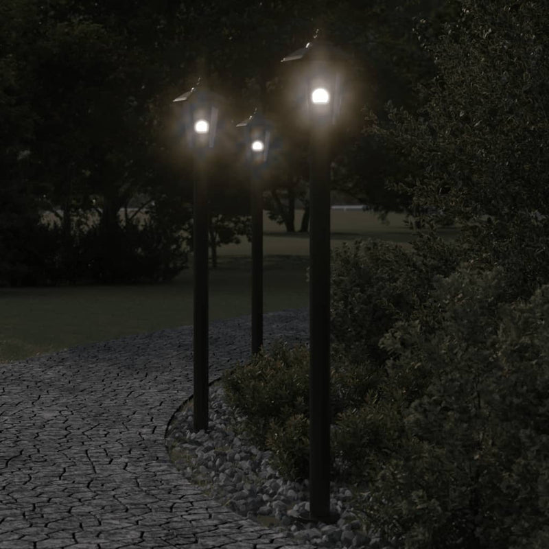 Load image into Gallery viewer, Vidaxl vloerlamp voor buiten 3 st 120 cm roestvrijstaal zwart