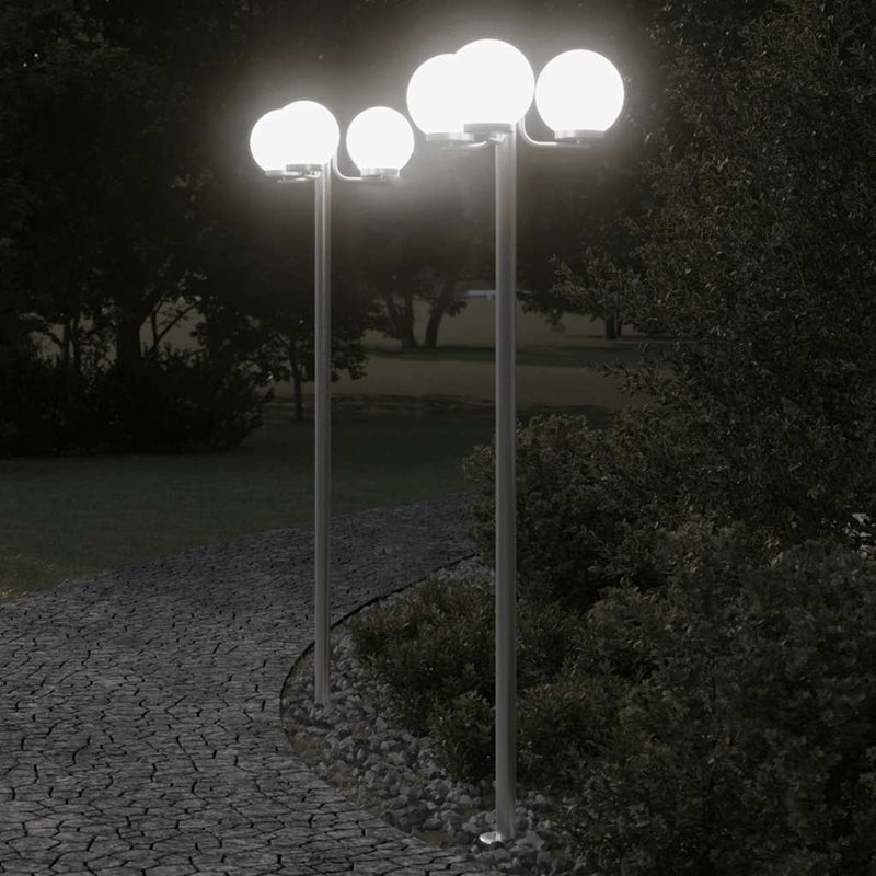 Load image into Gallery viewer, Vidaxl vloerlamp voor buiten 2 st 215 cm roestvrij staal zilverkleurig