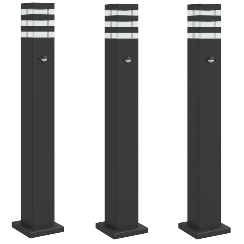 Load image into Gallery viewer, Vidaxl vloerlampen voor buiten 3 st met sensor 80 cm aluminium zwart