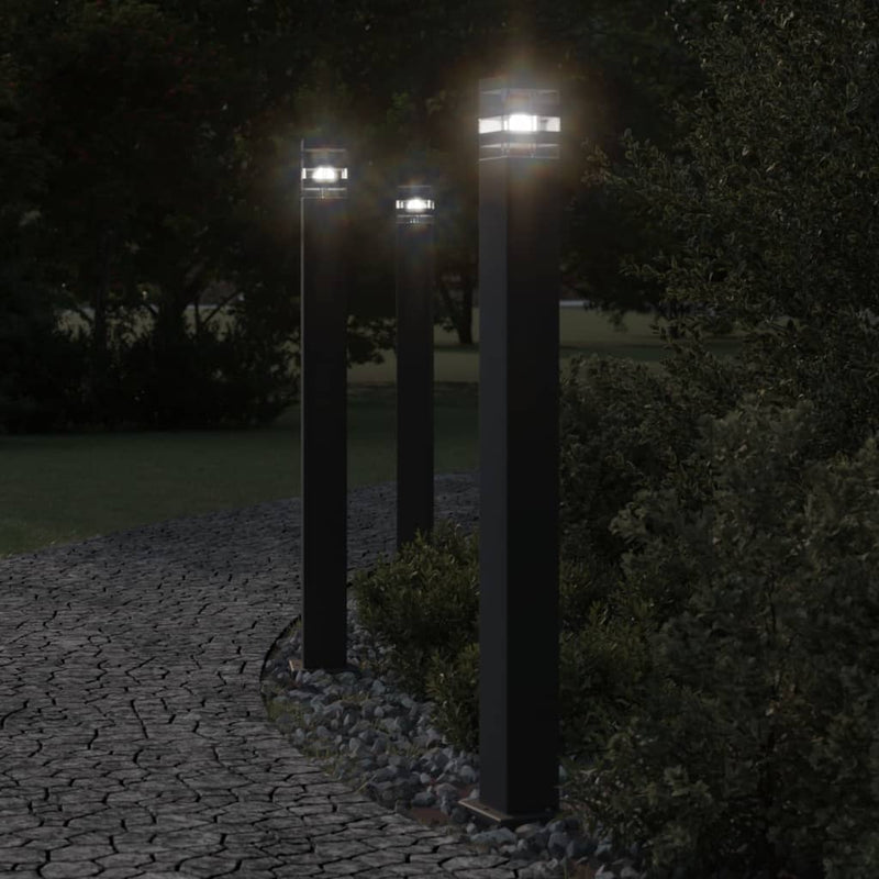Load image into Gallery viewer, Vidaxl vloerlamp voor buiten met sensor 110 cm aluminium zwart