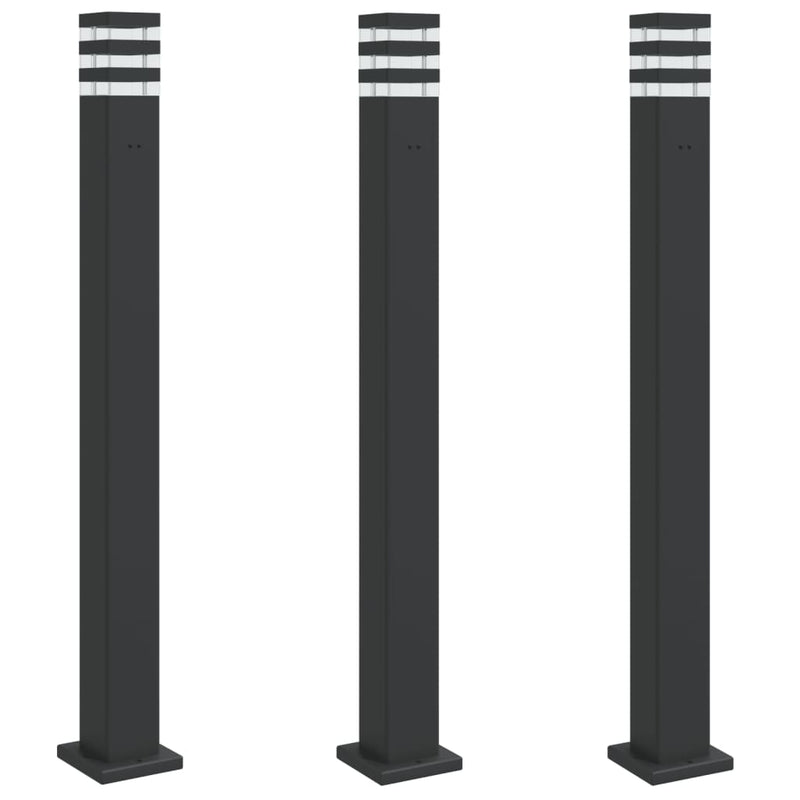 Load image into Gallery viewer, Vidaxl buitenvloerlampen 3 st met stopcontact 110 cm aluminium zwart