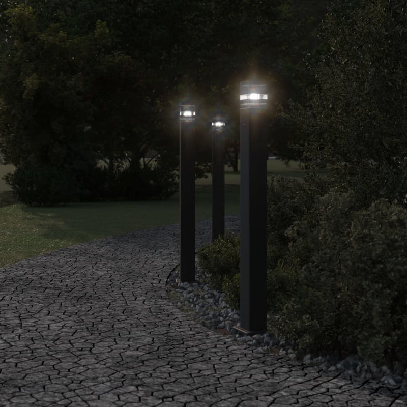 Load image into Gallery viewer, Vidaxl buitenvloerlampen 3 st met stopcontact 110 cm aluminium zwart