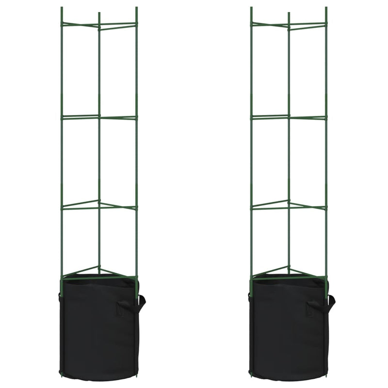 Load image into Gallery viewer, Vidaxl tomatenkooi met plantenzak 2 st 154 cm staal en polypropeen