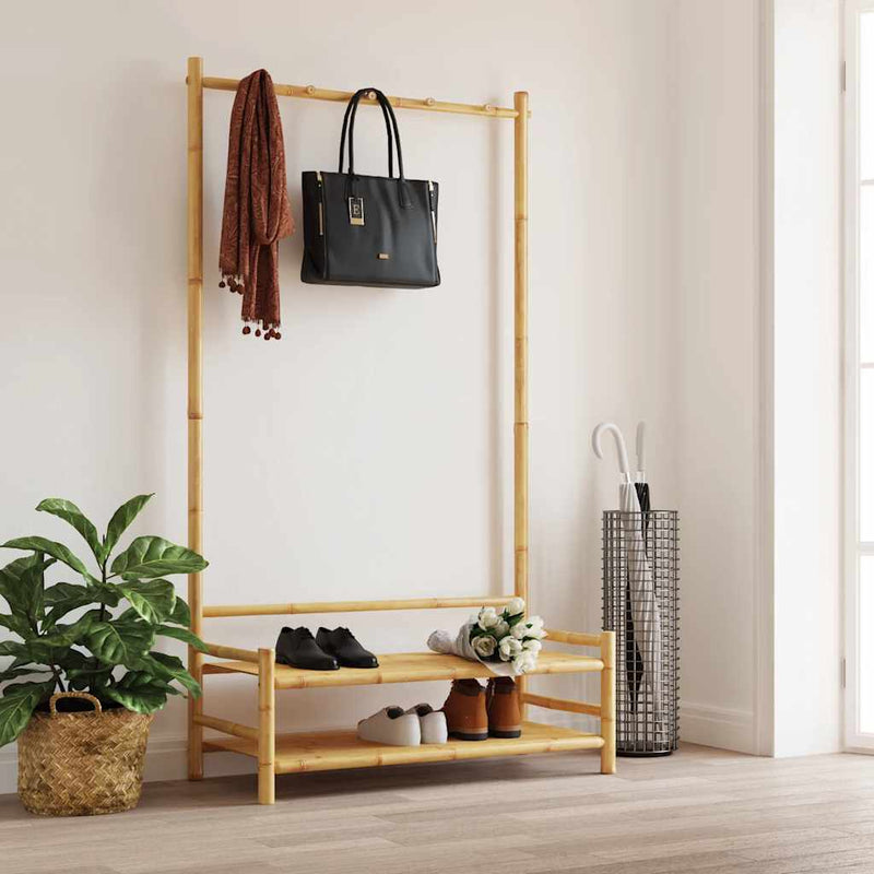 Load image into Gallery viewer, Vidaxl kledingrek met schappen 103x40x183 cm bamboe