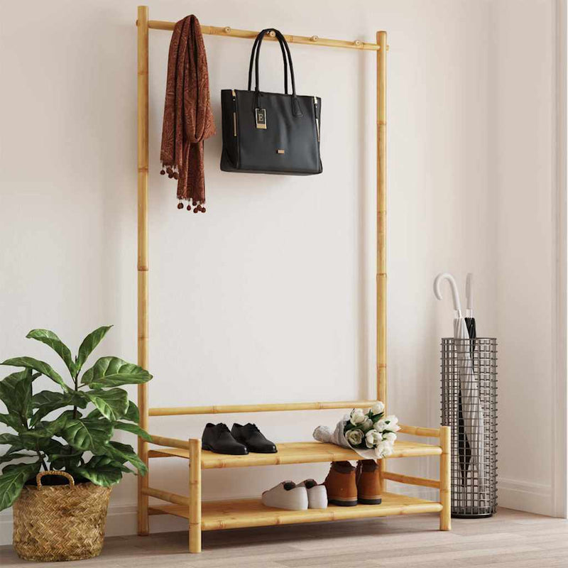 Load image into Gallery viewer, Vidaxl kledingrek met schappen 103x40x183 cm bamboe