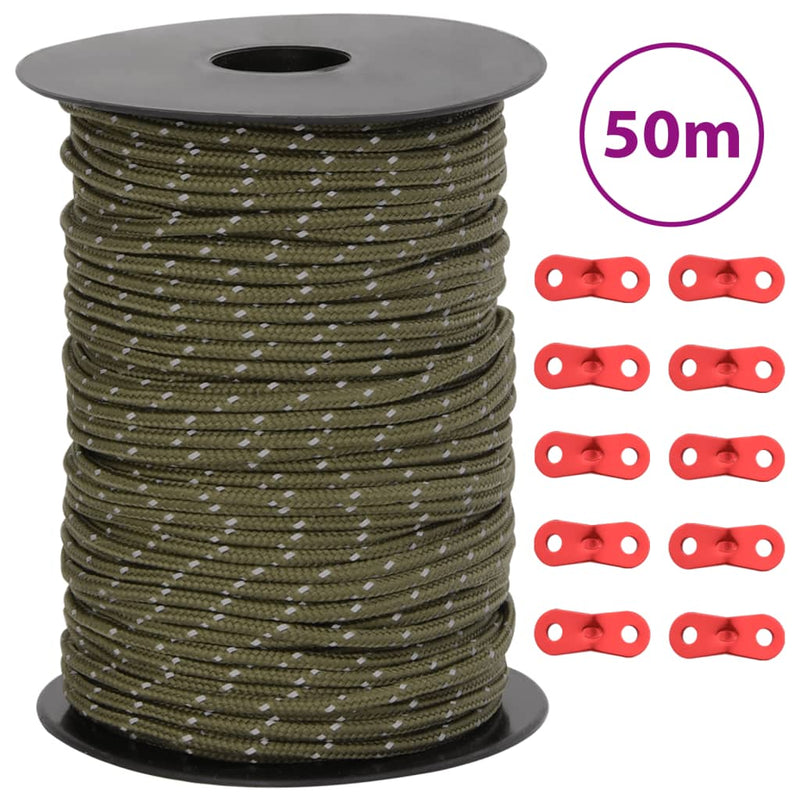 Load image into Gallery viewer, Vidaxl tentscheerlijn met reflecterende strips en spanners 50 m 3 mm